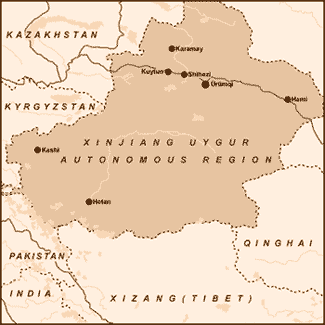 Map of Autonomous Regions Xinjiang Uygur