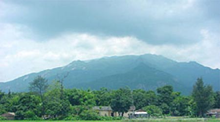 Luofu Mountain seen from a nearby village